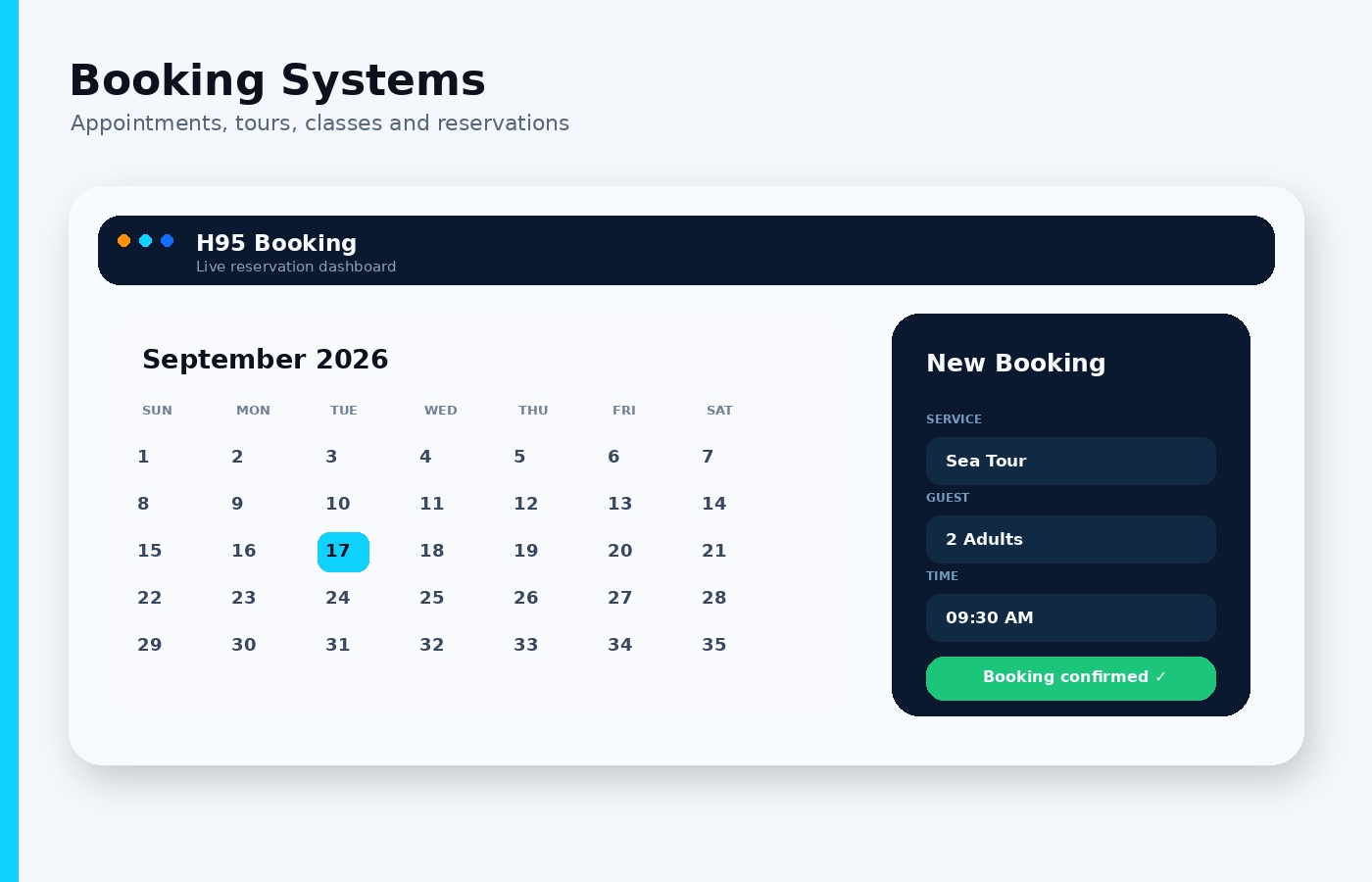 Booking Systems in Oman - H95 SYSTEMS Oman